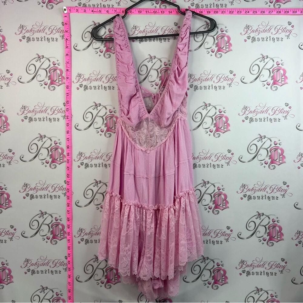 Free people romper lace bubblegum Pink Lace Ruffled Mini Dress shorts Lacie